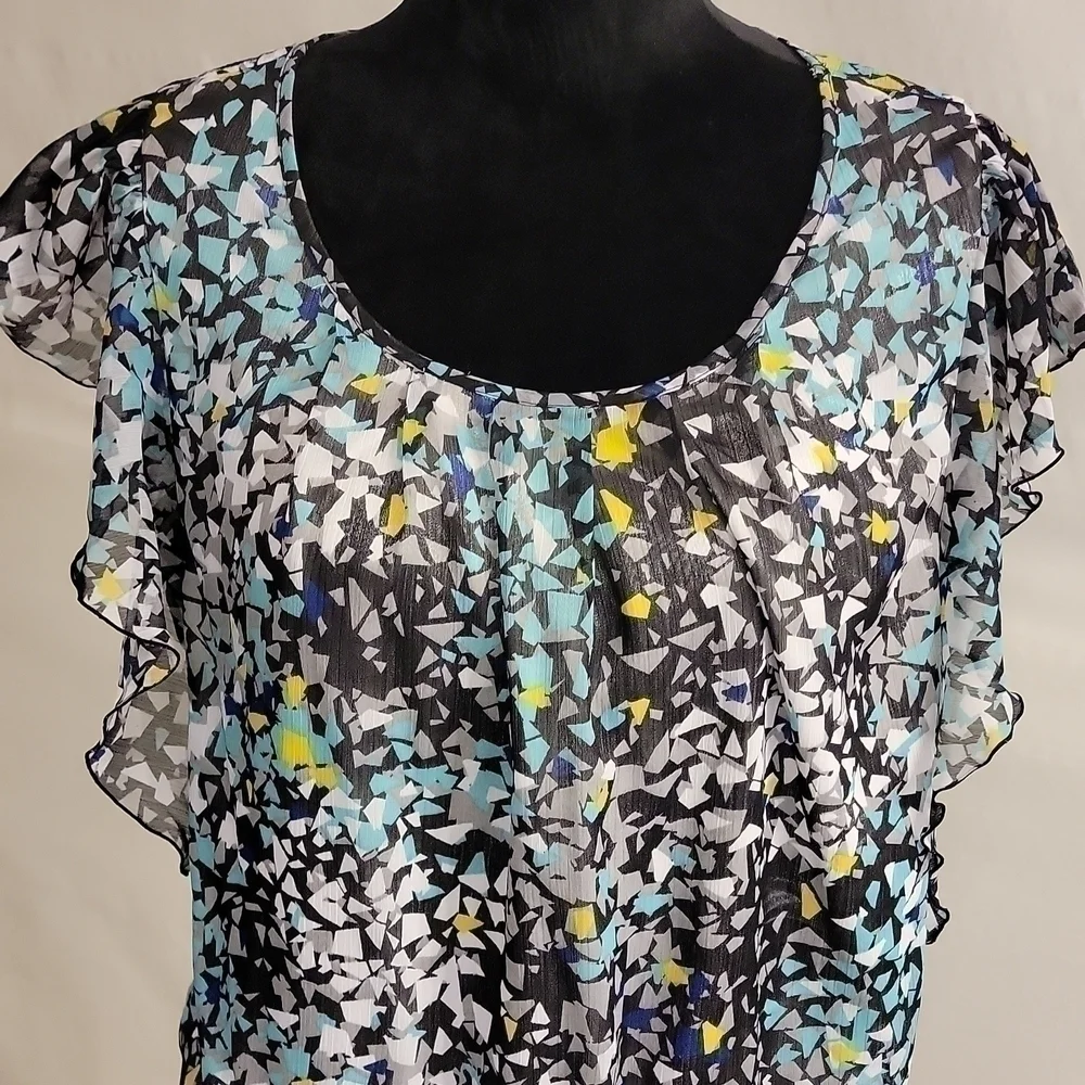 CATO 2 piece skirt set with multicolor top and black skirt size large